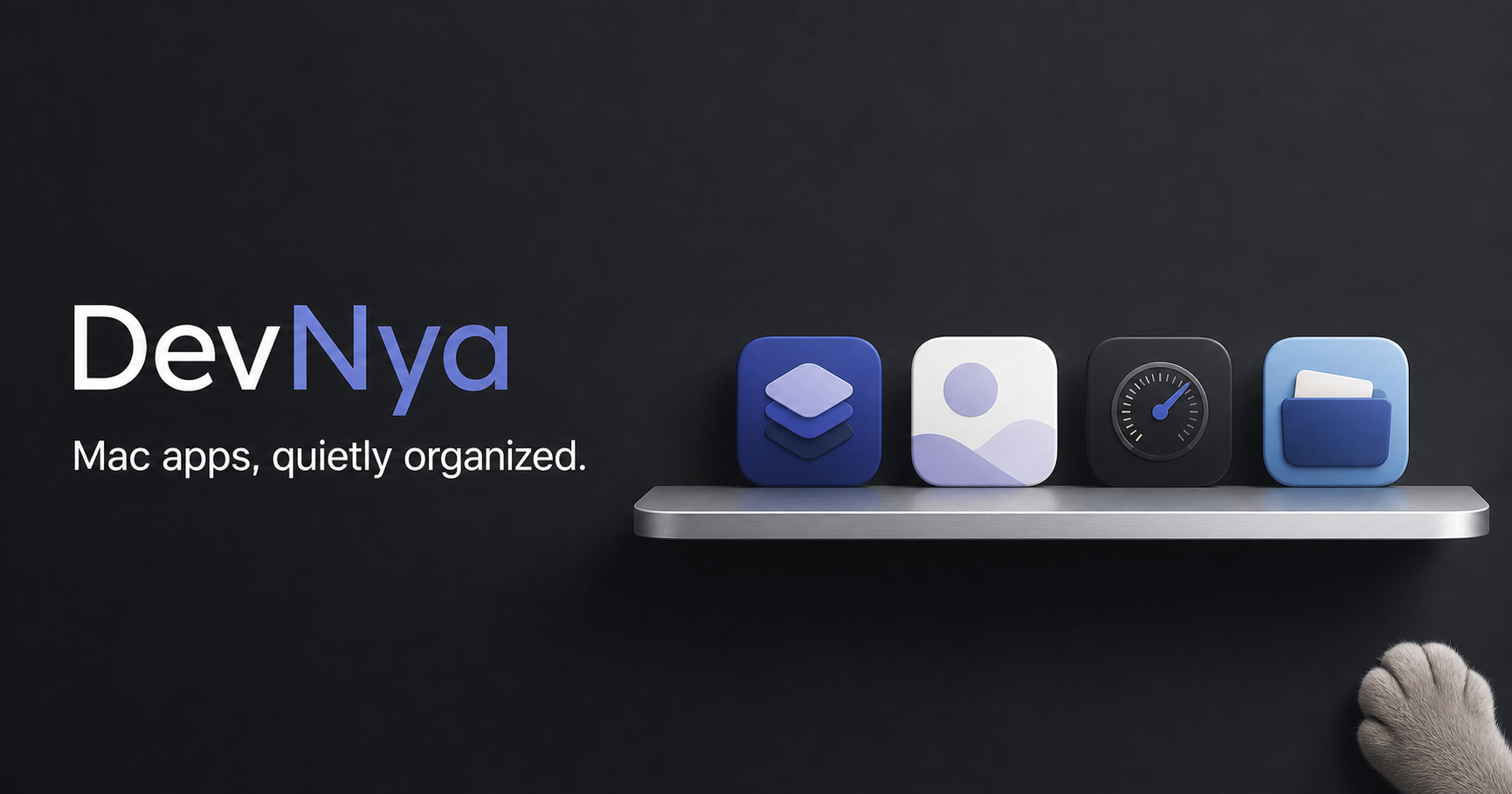 DevNyaのMacアプリを表現した棚のビジュアル